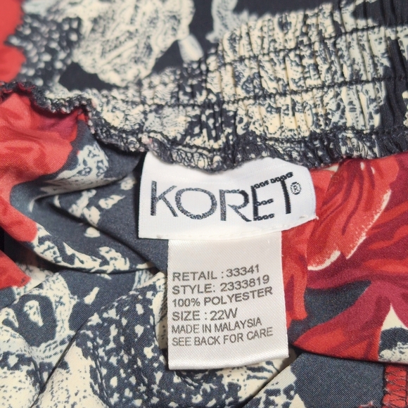 Vintage Koret 22W Floral Red and Black Women's Skirt 28in Length - Picture 5 of 5
